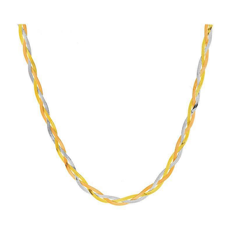 Wholesale Three-layer wide, flat and thin stacked titanium steel clavicle necklace